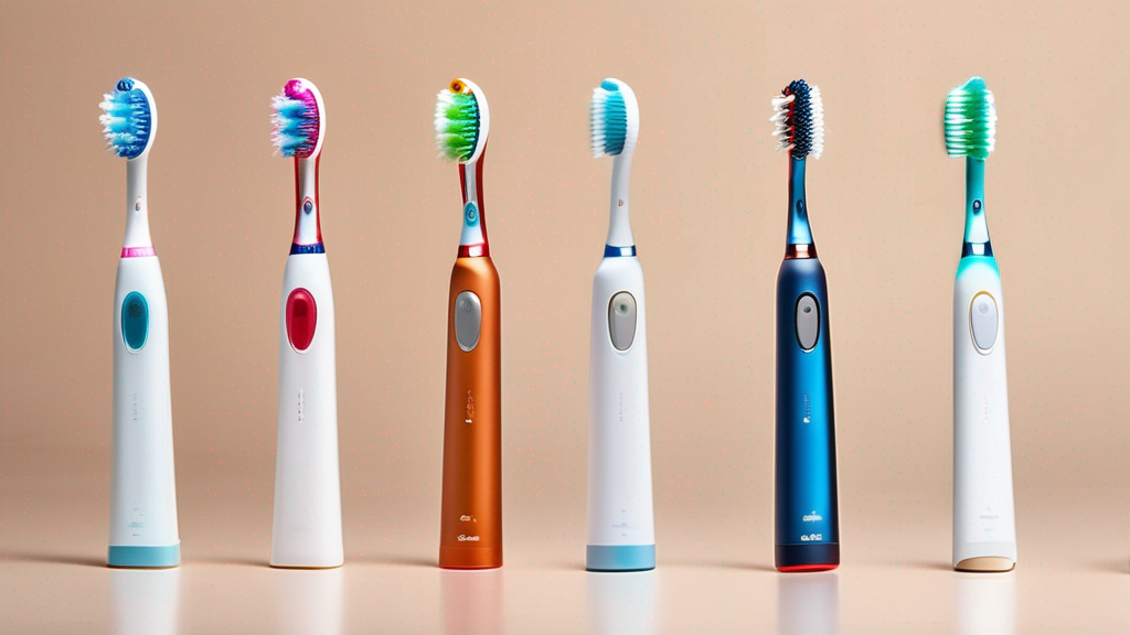 Top 5 electric toothbrushes laid out side by side with dentist badges or approval icons